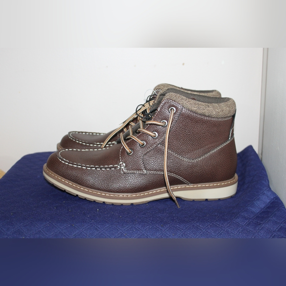 Flex Step SIZE 10 LARRY Men's Brown Leather Ankle Boots